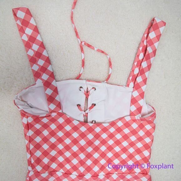 NEW Onia Raquel Barbiecore pink gingham check raquel one‎ piece swimsuit, size S - Picture 10 of 16